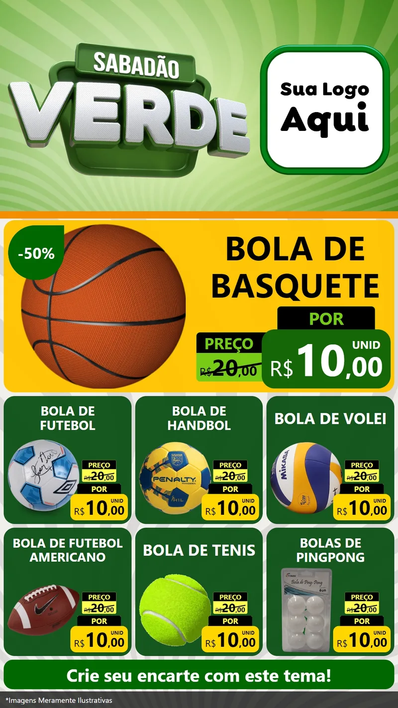 Modelo de Rede Social para Stories com o tema Sabadão Verde para Artigos Esportivos