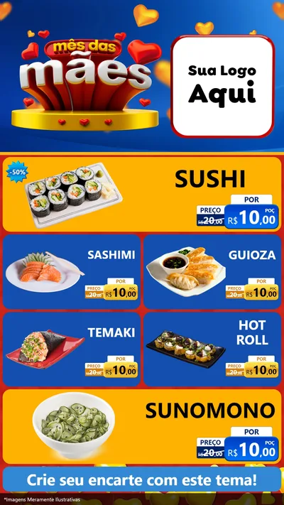 Modelo de TV para TV Vertical com o tema Mês das Mães para Comida japonesa