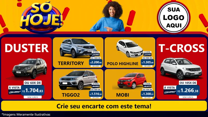 Modelo de TV para TV Horizontal com o tema Só Hoje! para Concessionaria de Carros