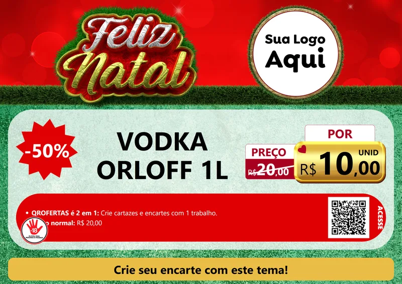 Modelo de Cartaz para Cartaz A4 Horizontal com o tema Feliz Natal para Distribuidora de bebidas