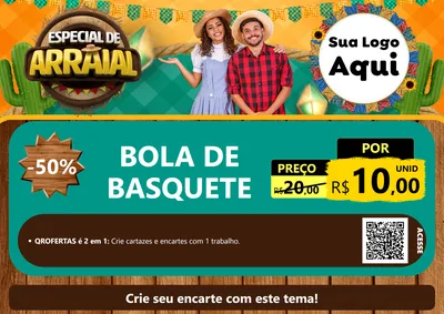 Modelo de Cartaz para Cartaz A4 Horizontal com o tema Especial De Arraial para Artigos Esportivos