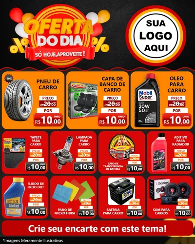 Modelo de Rede Social para Feed Instagram com o tema Oferta do Dia - Só hoje, Aproveite! para Auto peças