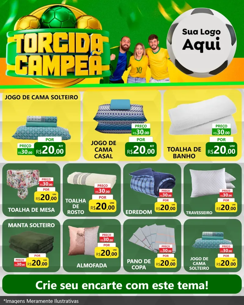 Modelo de Rede Social para Feed Instagram com o tema Torcida Campeã - Copa para Cama, Mesa e Banho