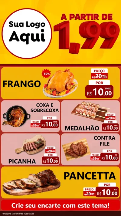 Modelo de TV para TV Vertical com o tema A Partir de Um e Noventa e Nove - 1,99 para Assados