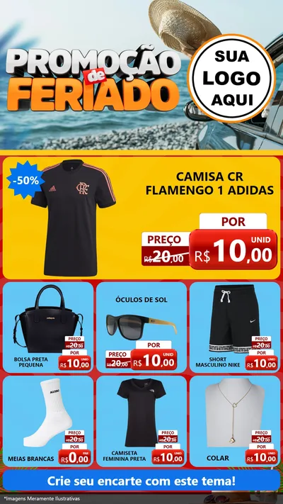 Modelo de Rede Social para Stories com o tema Promoção de Feriado para Roupas e acessórios
