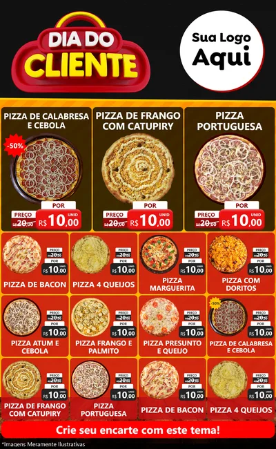 Modelo de Encarte para Encarte Grande com o tema Dia do Cliente para Pizzaria