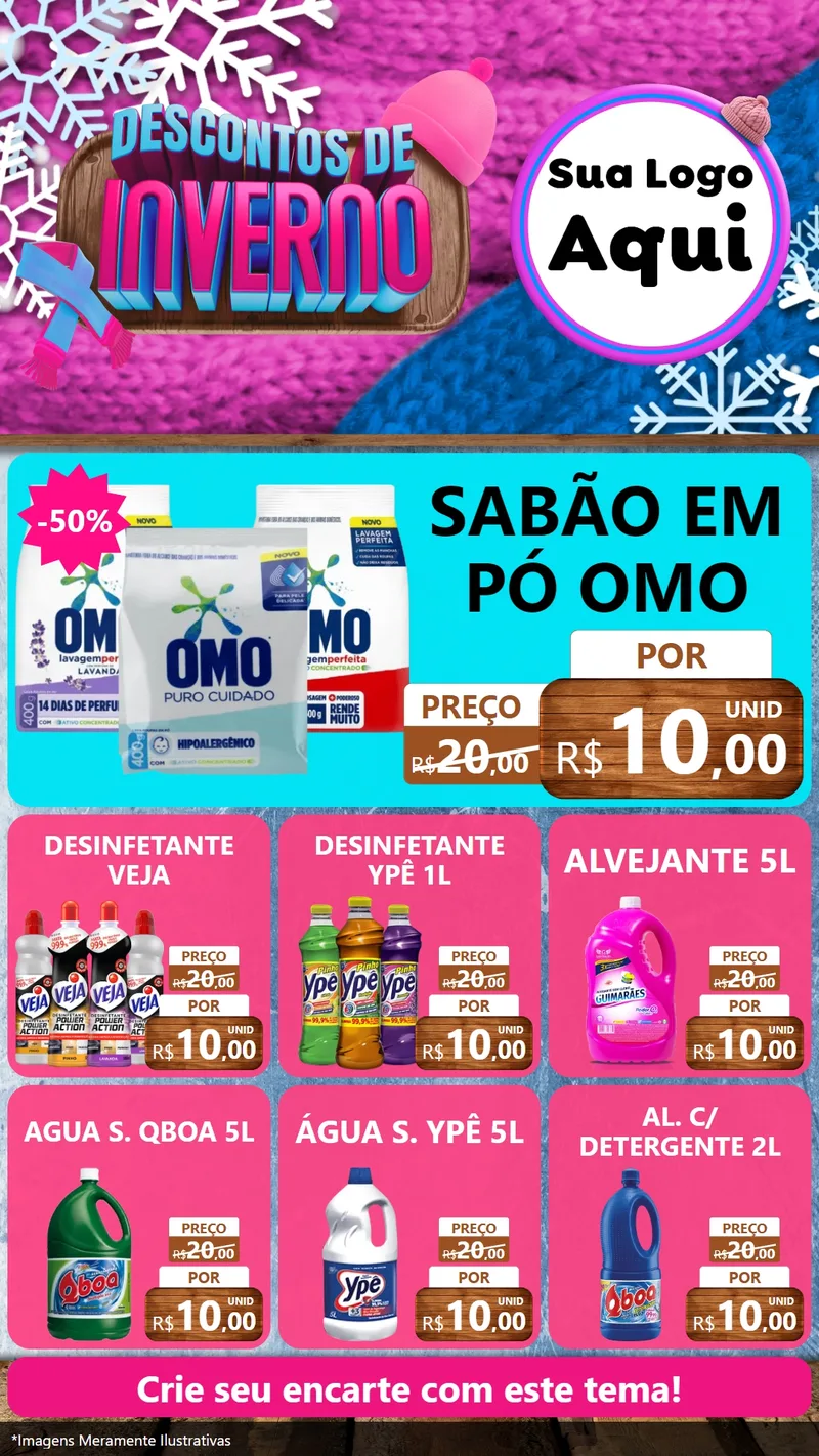Modelo de Rede Social para Stories com o tema Descontos de Inverno para Produtos de Limpeza