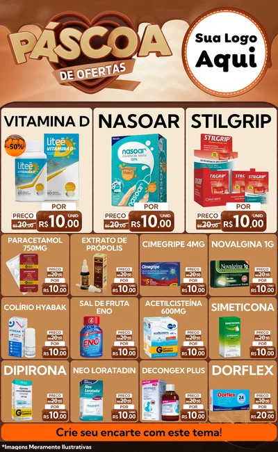 Modelo de Encarte para Encarte Grande com o tema Páscoa de Ofertas para Farmácia