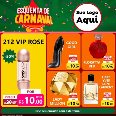 Modelo de Rede Social para Feed Facebook com o tema Esquenta de Carnaval para Perfumes