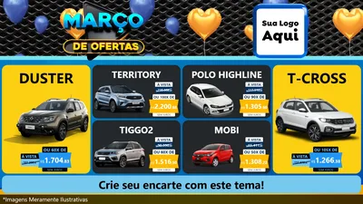 Modelo de TV para TV Horizontal com o tema Março de Ofertas para Concessionaria de Carros