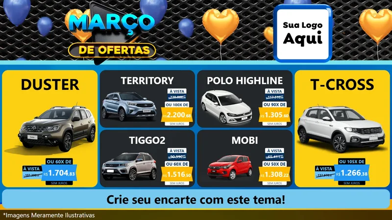 Modelo de TV para TV Horizontal com o tema Março de Ofertas para Concessionaria de Carros