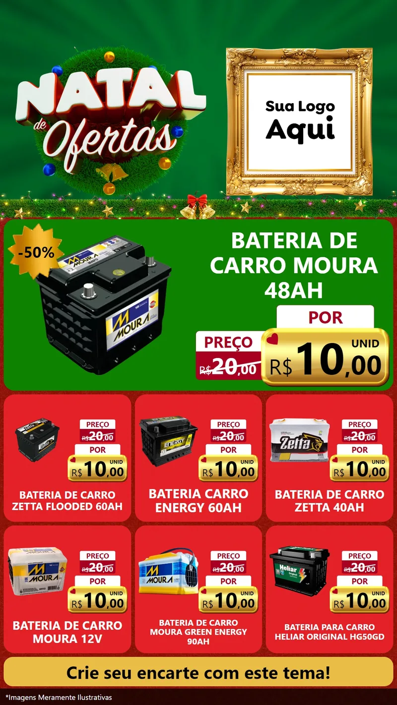 Modelo de Rede Social para Stories com o tema Natal de Ofertas para Baterias Elétricas