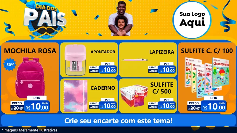 Modelo de TV para TV Horizontal com o tema Dia dos Pais para Papelaria
