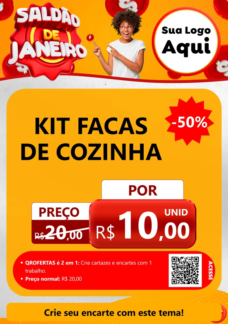 Modelo de Cartaz para Cartaz A4 Vertical com o tema Saldão de Janeiro para Utilidades Domésticas