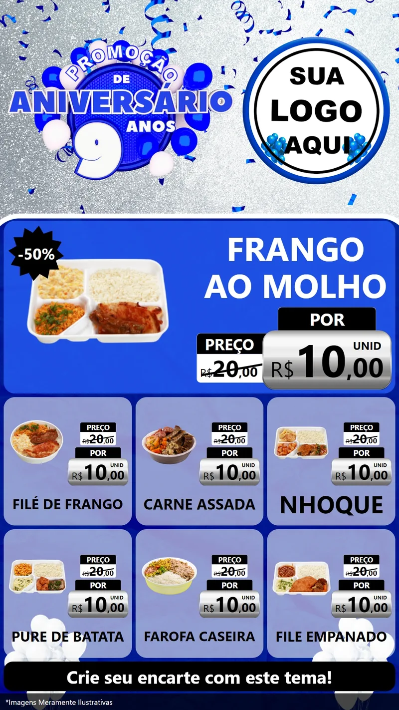 Modelo de Rede Social para Stories com o tema Promoção de Aniversário - 9 Anos para Restaurante