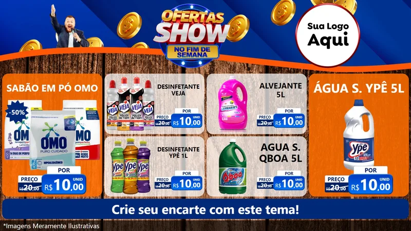 Modelo de TV para TV Horizontal com o tema Ofertas Show No Fim De Semana para Produtos de Limpeza
