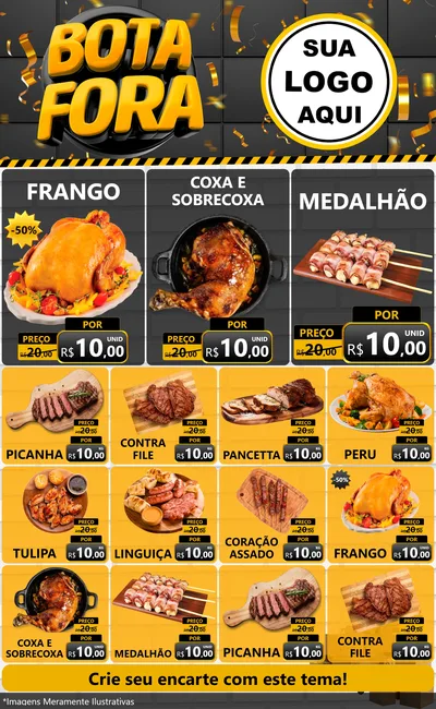Modelo de Encarte para Encarte Grande com o tema Bota Fora para Assados