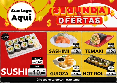Modelo de Encarte para Encarte A4 Horizontal com o tema Segunda de Ofertas para Comida japonesa