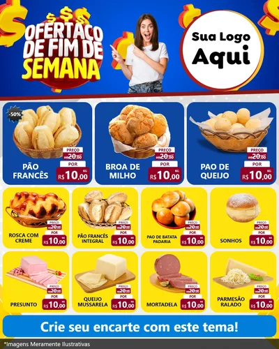 Modelo de Rede Social para Feed Instagram com o tema Ofertaço de Fim de Semana para Padaria