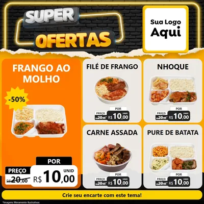 Modelo de Rede Social para Feed Facebook com o tema Super Ofertas para Restaurante