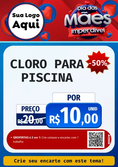 Modelo de Cartaz para Cartaz A4 Vertical com o tema Dia Das Mães Imperdível para Produtos para Piscina