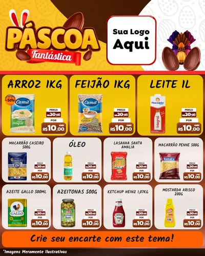 Modelo de Rede Social para Feed Instagram com o tema Páscoa Fantástica para Supermercado