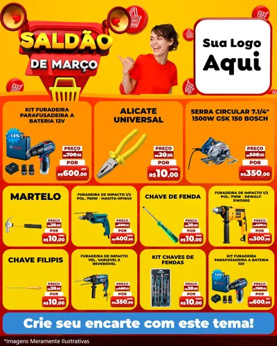 Modelo de Rede Social para Feed Instagram com o tema Saldão de Março para Maquinas e Ferramentas