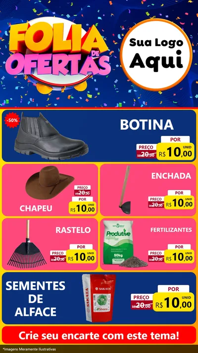 Modelo de TV para TV Vertical com o tema Folia de Ofertas para Agropecuária