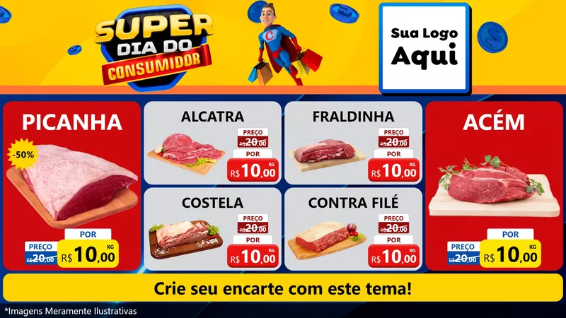 Modelo de TV para TV Horizontal com o tema Super Dia do Consumidor para Açougue
