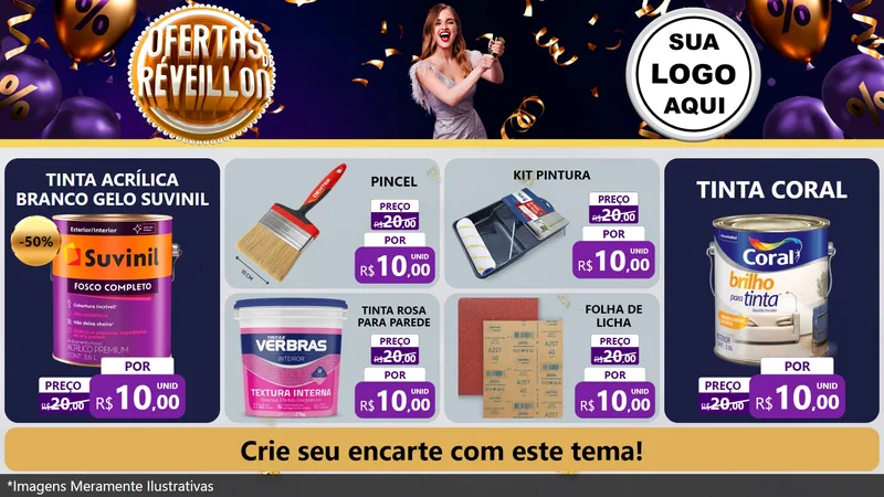 Modelo de TV para TV Horizontal com o tema Ofertas de Réveillon para Tintas e Ferramentas