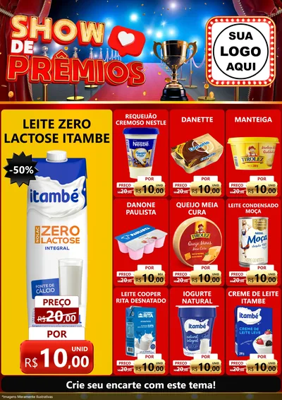 Modelo de Encarte para Encarte A4 Vertical com o tema Show de Prêmios para Frios e Laticínios