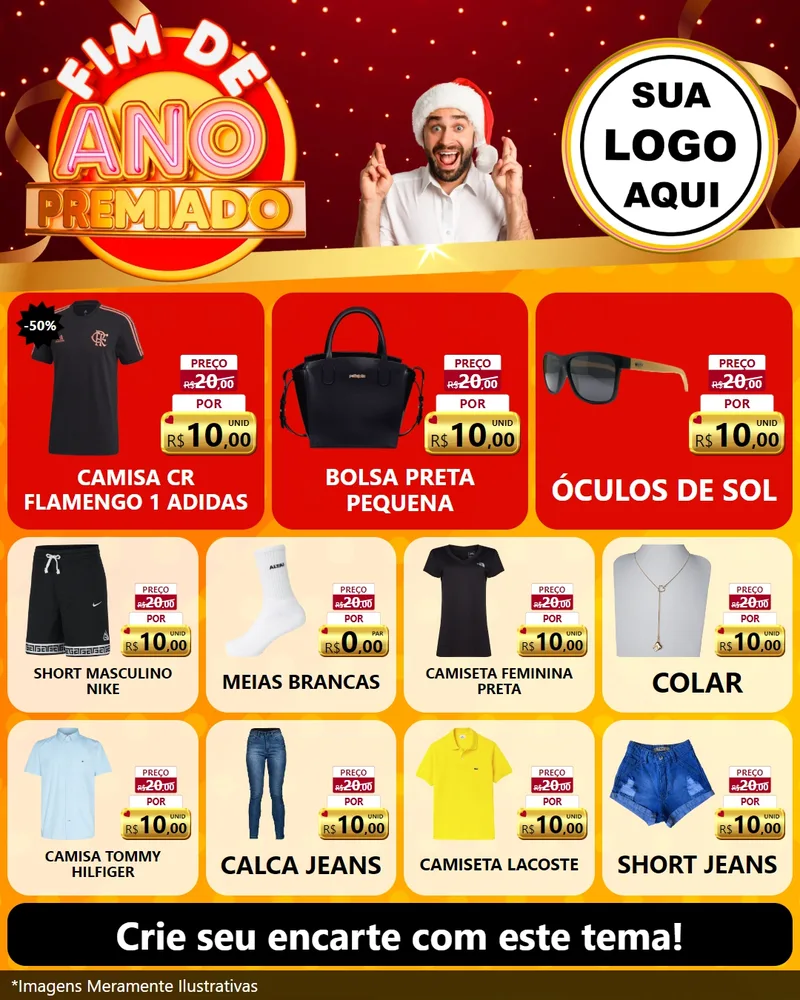 Modelo de Rede Social para Feed Instagram com o tema Fim de Ano Premiado para Roupas e acessórios