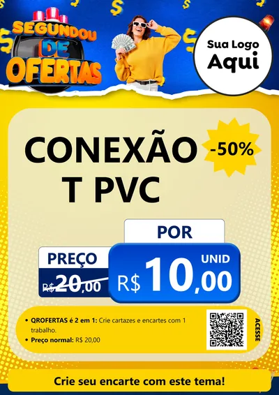 Modelo de Cartaz para Cartaz A4 Vertical com o tema Segundou de Ofertas para Tubos e conexões