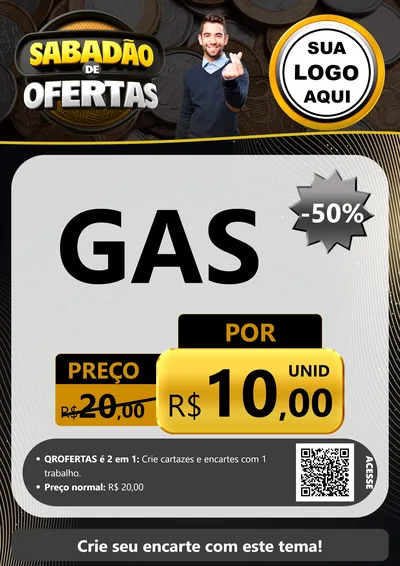 Modelo de Cartaz para Cartaz A4 Vertical com o tema Sabadão de Ofertas para Água e gás