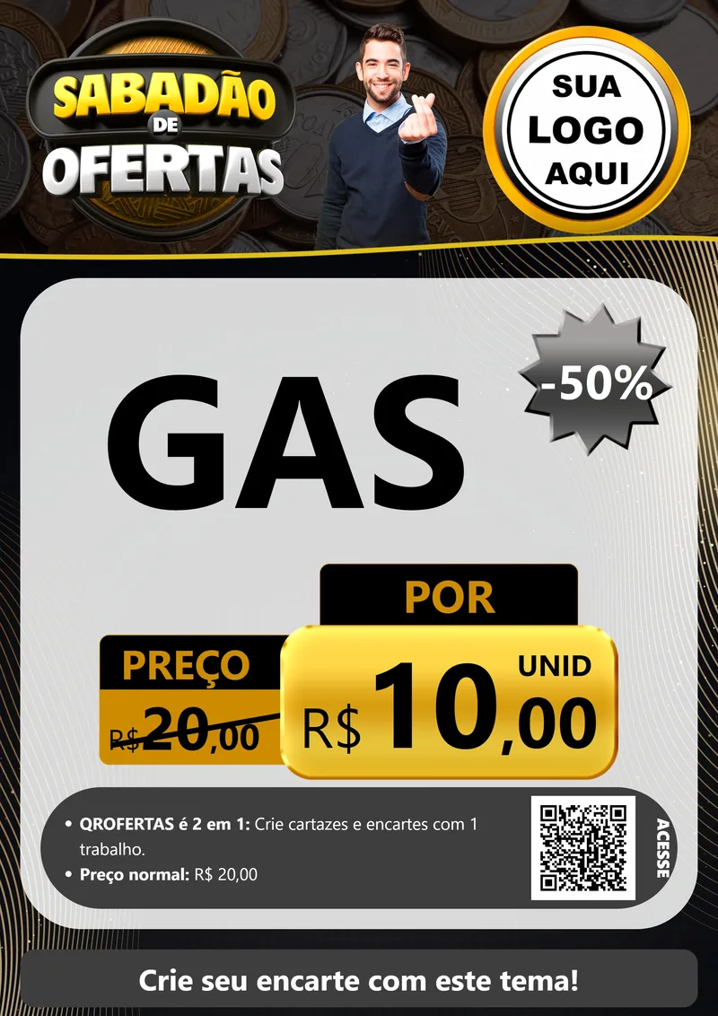 Modelo de Cartaz para Cartaz A4 Vertical com o tema Sabadão de Ofertas para Água e gás