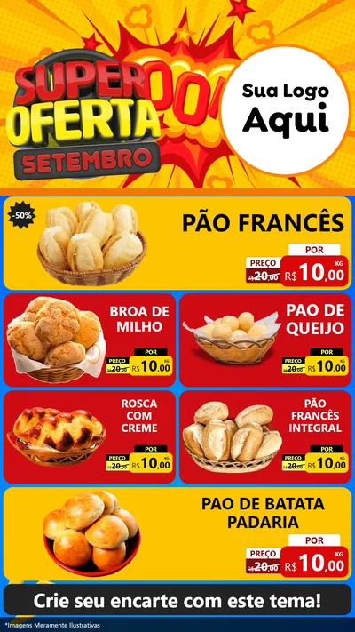 Modelo de TV para TV Vertical com o tema Super Oferta Setembro para Padaria