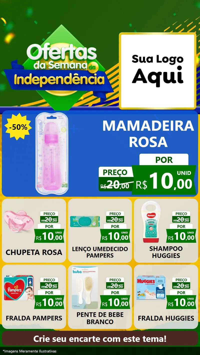 Modelo de Rede Social para Stories com o tema Ofertas da Semana da Independência para Bebês