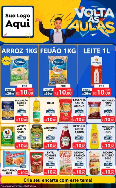 Modelo de Encarte para Encarte Grande com o tema Volta Às Aulas para Supermercado
