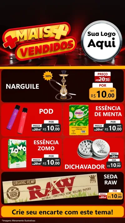 Modelo de TV para TV Vertical com o tema Mais Vendidos para Tabacaria