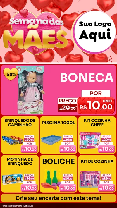 Modelo de Rede Social para Stories com o tema Semana Das Mães para Brinquedos
