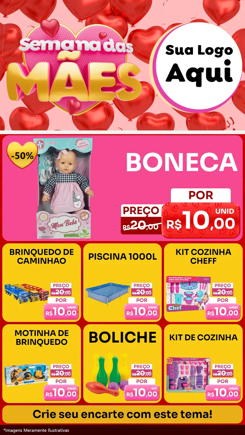 Modelo de Rede Social para Stories com o tema Semana Das Mães para Brinquedos