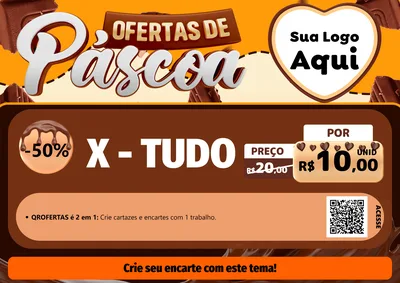 Modelo de Cartaz para Cartaz A4 Horizontal com o tema Ofertas de Páscoa para Hamburgueria
