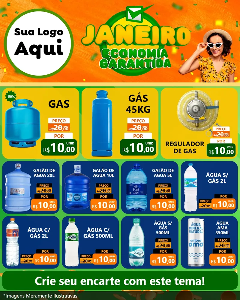 Modelo de Rede Social para Feed Instagram com o tema Janeiro - Economia Garantida para Água e gás