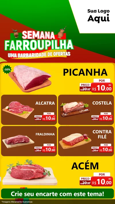 Modelo de TV para TV Vertical com o tema Semana Farroupilha - Uma Barbaridade de Ofertas para Açougue