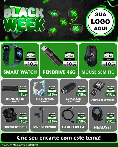 Modelo de Rede Social para Feed Instagram com o tema Black Week para Informática