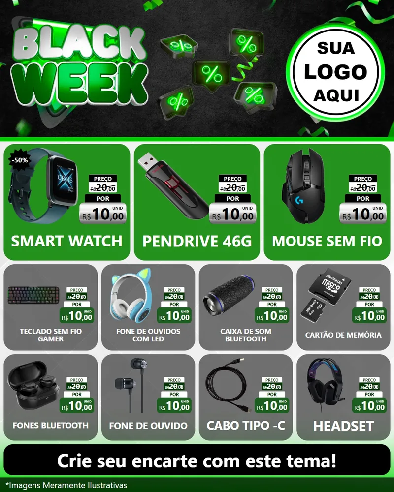 Modelo de Rede Social para Feed Instagram com o tema Black Week para Informática