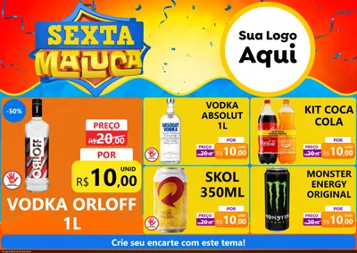 Modelo de Encarte para Encarte A4 Horizontal com o tema Sexta Maluca para Distribuidora de bebidas
