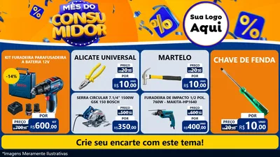 Modelo de TV para TV Horizontal com o tema Mês do Consumidor para Maquinas e Ferramentas