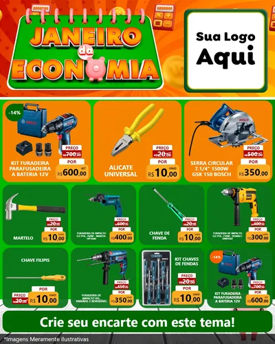 Modelo de Rede Social para Feed Instagram com o tema Janeiro da Economia para Maquinas e Ferramentas