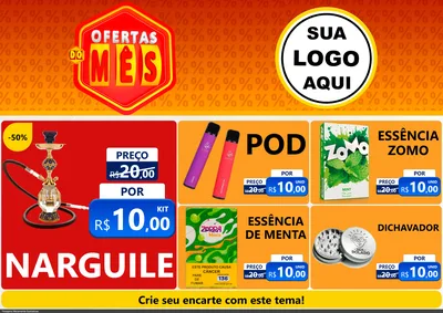 Modelo de Encarte para Encarte A4 Horizontal com o tema Ofertas do Mês para Tabacaria